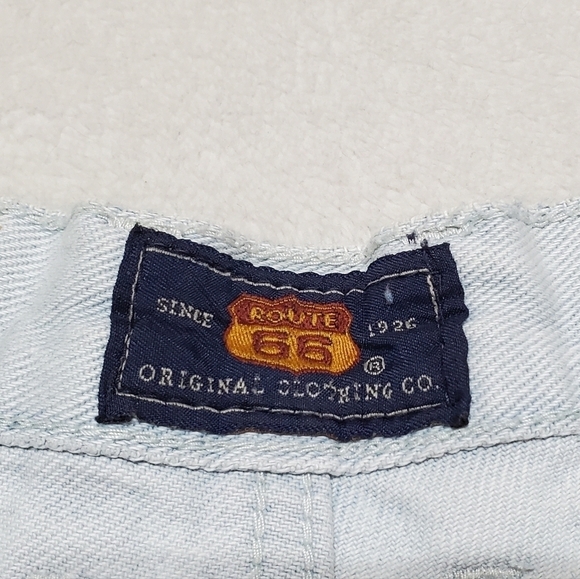 VINTAGE Route 66 Bleached Stone Wash Extra High Rise Cuffed Denim Booty Shorts - Picture 10 of 12